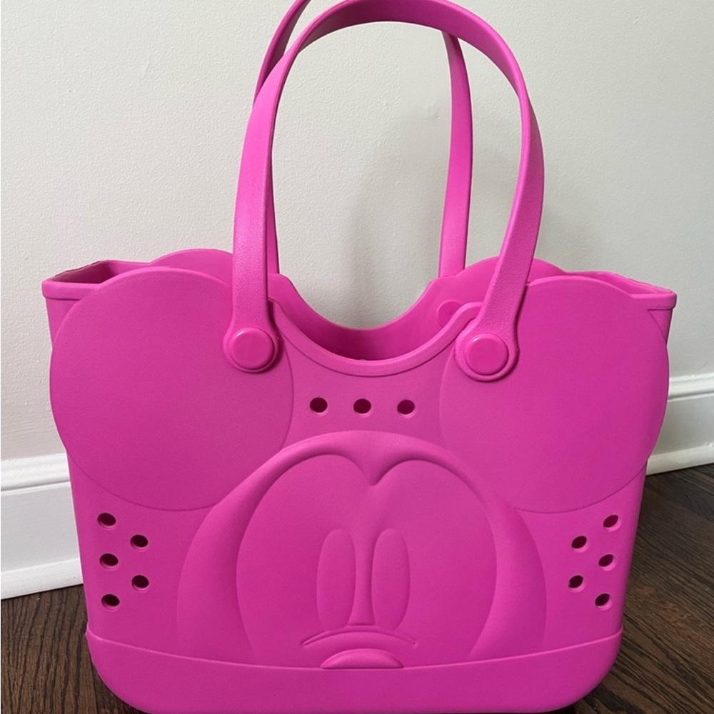 Disney Mickey Mouse Hot Pink Rubber Tote Beach Swim Bag brand NEW